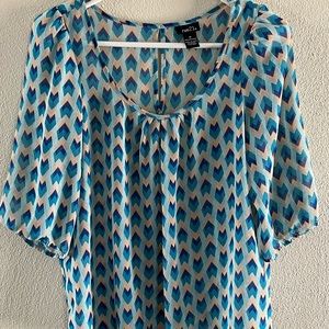 Rue 21, turquoise/orange/white top, size Medium
